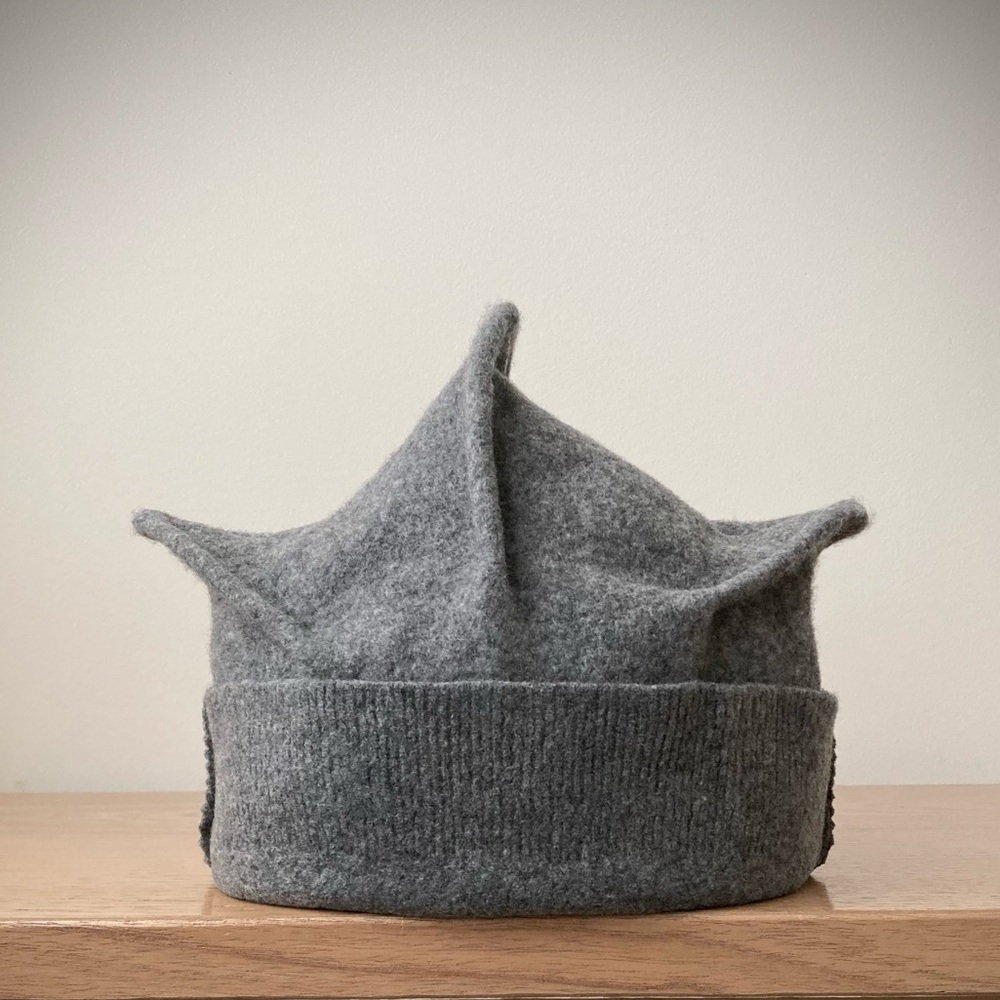 joodito origami crown cashmere sweater hat bucket beanie cloche cap heather gray
